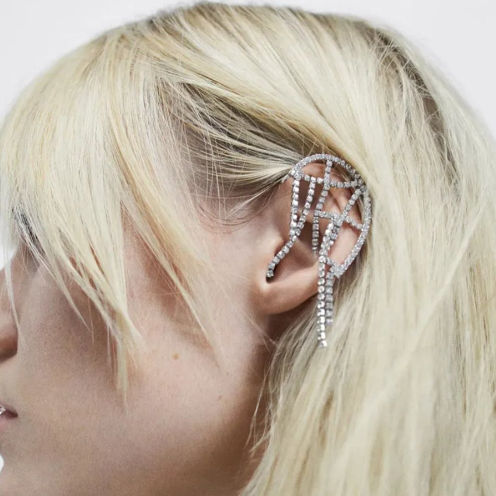 NEW! Zara earring set rhinestone pave silver edgy